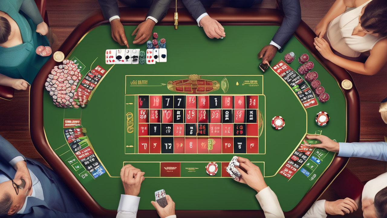 Diverse group of people enjoying social casino games together on various devices